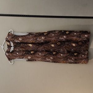 Tory Burch Brown Peacock Feather Dress Size 10